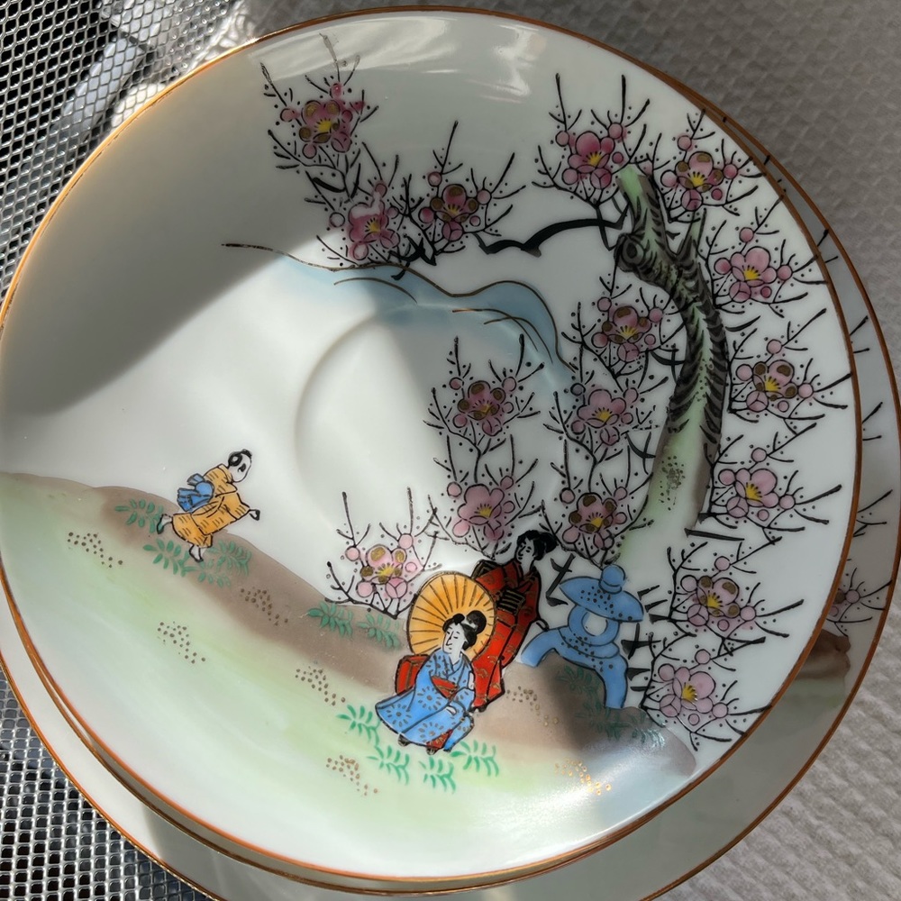 Vintage Dessert Dish by Fujita Kutani Japan 3pc